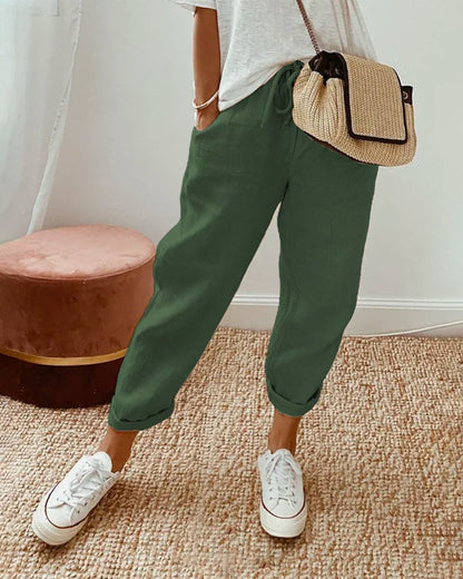 Matteo Ricci | Women's Tapered Linen Drawstring Trousers
