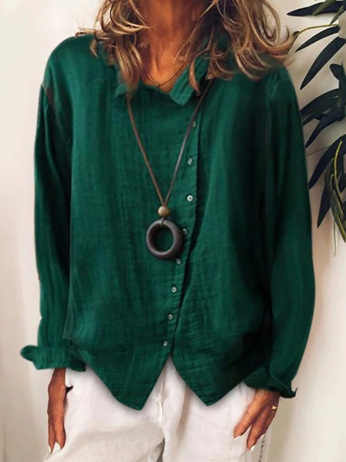 Nadia | Relaxed Linen Long Sleeve Blouse