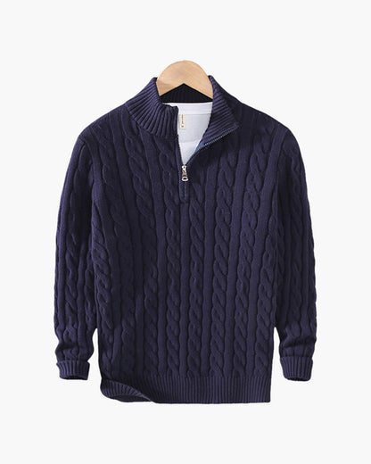 Francesco | Cable Knit Half-Zip Sweater