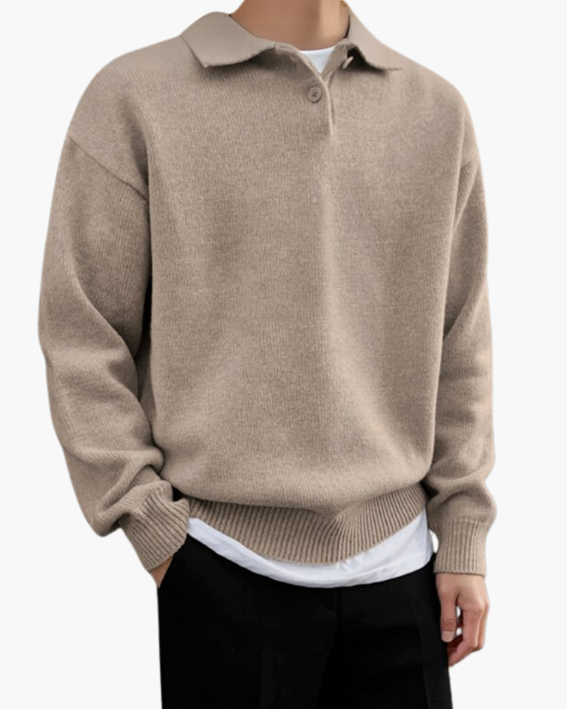 Enzo | Relaxed Knit Polo Sweater