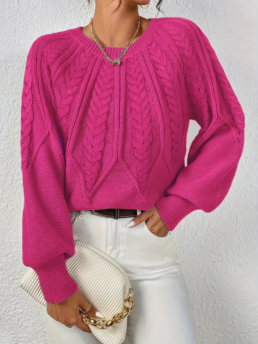 Odessa | Cable Knit Raglan Sleeve Sweater