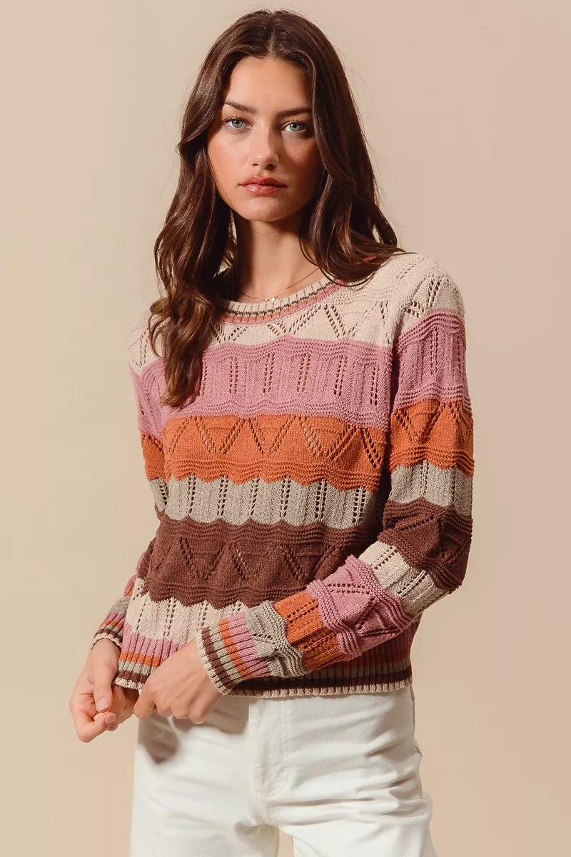 Jamie | Women's Striped Long Knit Sweater