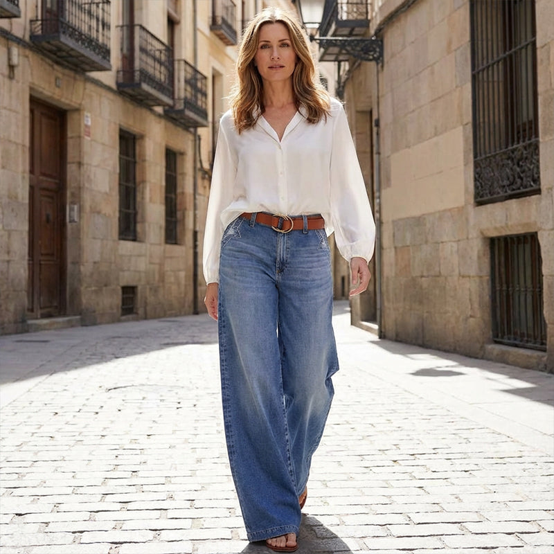 Petra | Retro High Waisted Wide Leg Jeans