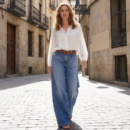 Petra | Retro High Waisted Wide Leg Jeans