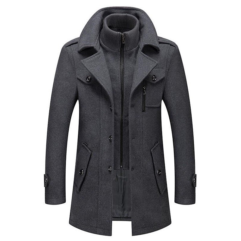 Edmund | Double-Breasted Wool-Look Pea Coat