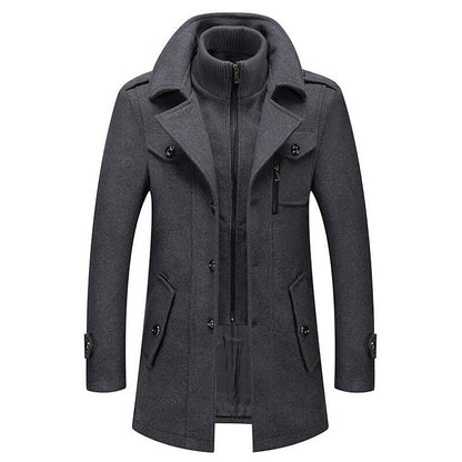 Edmund | Double-Breasted Wool-Look Pea Coat