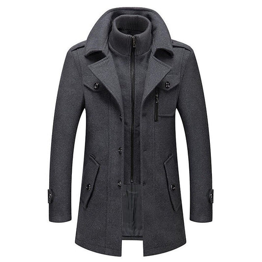 Edmund | Double-Breasted Wool-Look Pea Coat
