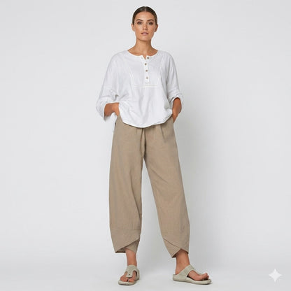 Camille Dubois | Women's Relaxed Linen Wide Leg Trousers