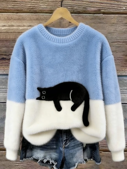 Ines | Cat Motif Wool-Mix Knit Sweater