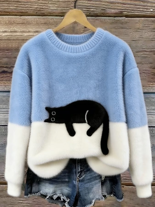Ines | Cat Motif Wool-Mix Knit Sweater