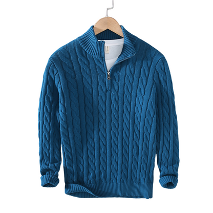 Henry | Men's Quarter Zip Cable Knit Sweater