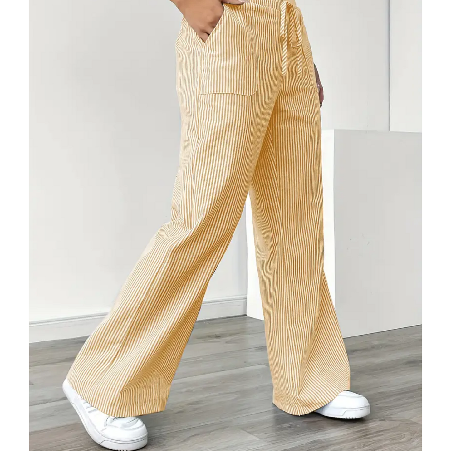 Amber | Women's Striped Wide-Leg Pants with Pockets