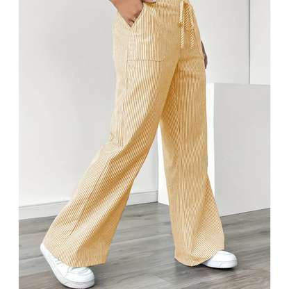Amber | Women's Striped Wide-Leg Pants with Pockets