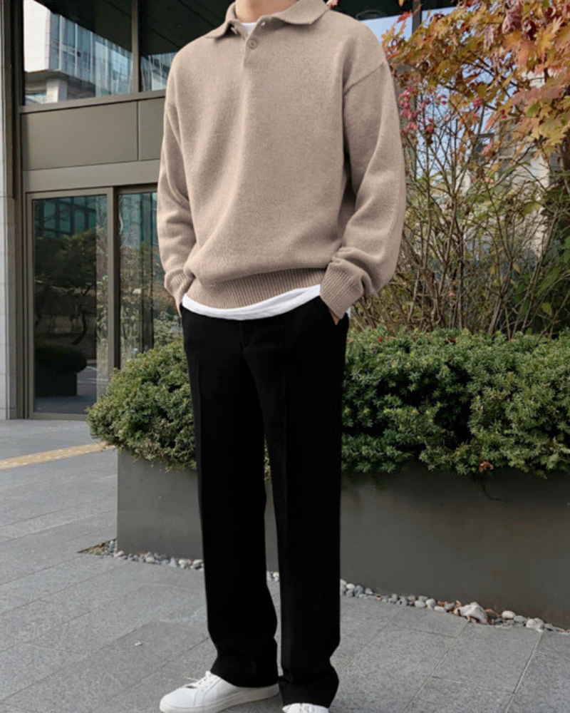 Enzo | Relaxed Knit Polo Sweater
