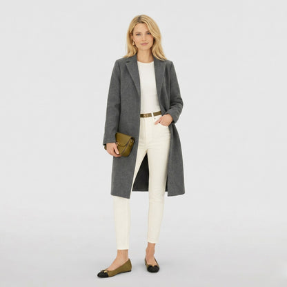 Hester | Relaxed Wool Blend Notch Lapel Long Coat