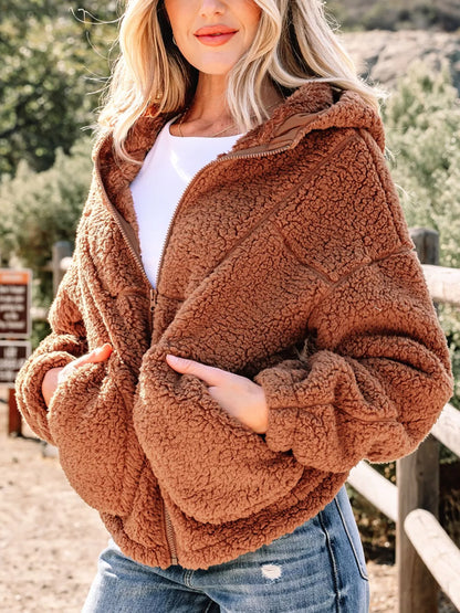 Marjorie | Women's Relaxed Fit Zip Up Teddy Jacket