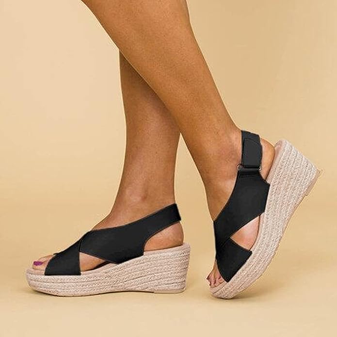 Monika | Stylish Wedge Sandals with Cross Straps