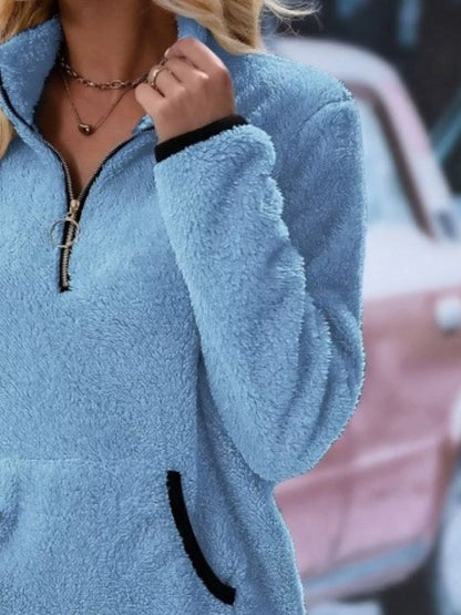 Helen | Women's Half-Zip Fleece Pullover Teddy Jumper