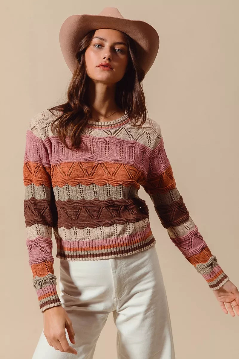 Jamie | Women's Striped Long Knit Sweater
