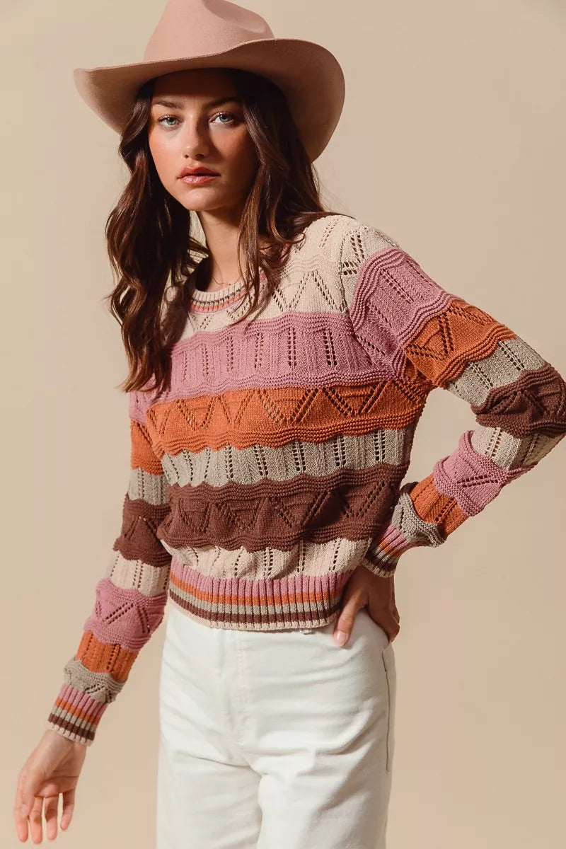 Jamie | Women's Striped Long Knit Sweater