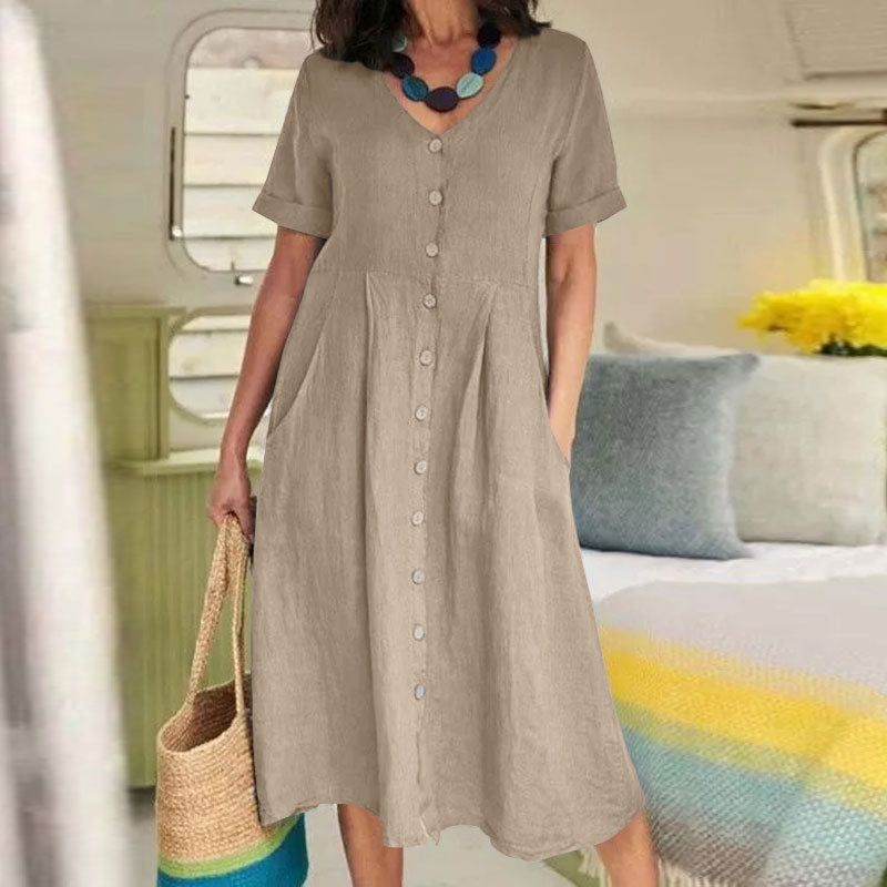 Button-Front Summer Dress For Women