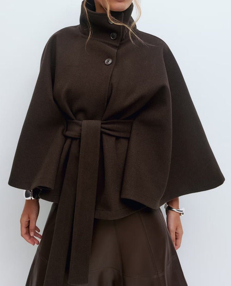 Matilda | Belted Cape Wool Blend Coat