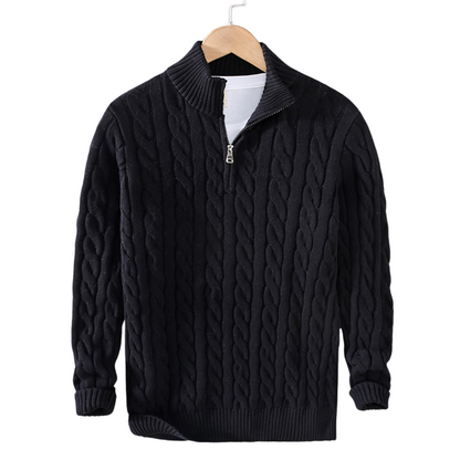 Henry | Men's Quarter Zip Cable Knit Sweater