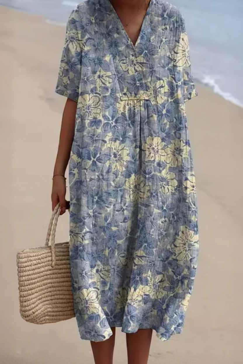 Floravia | Floral Flowy Lightweight Holiday Maxi Dress