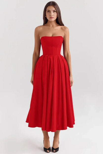 Aneri | Strapless Corset Midi Sundress