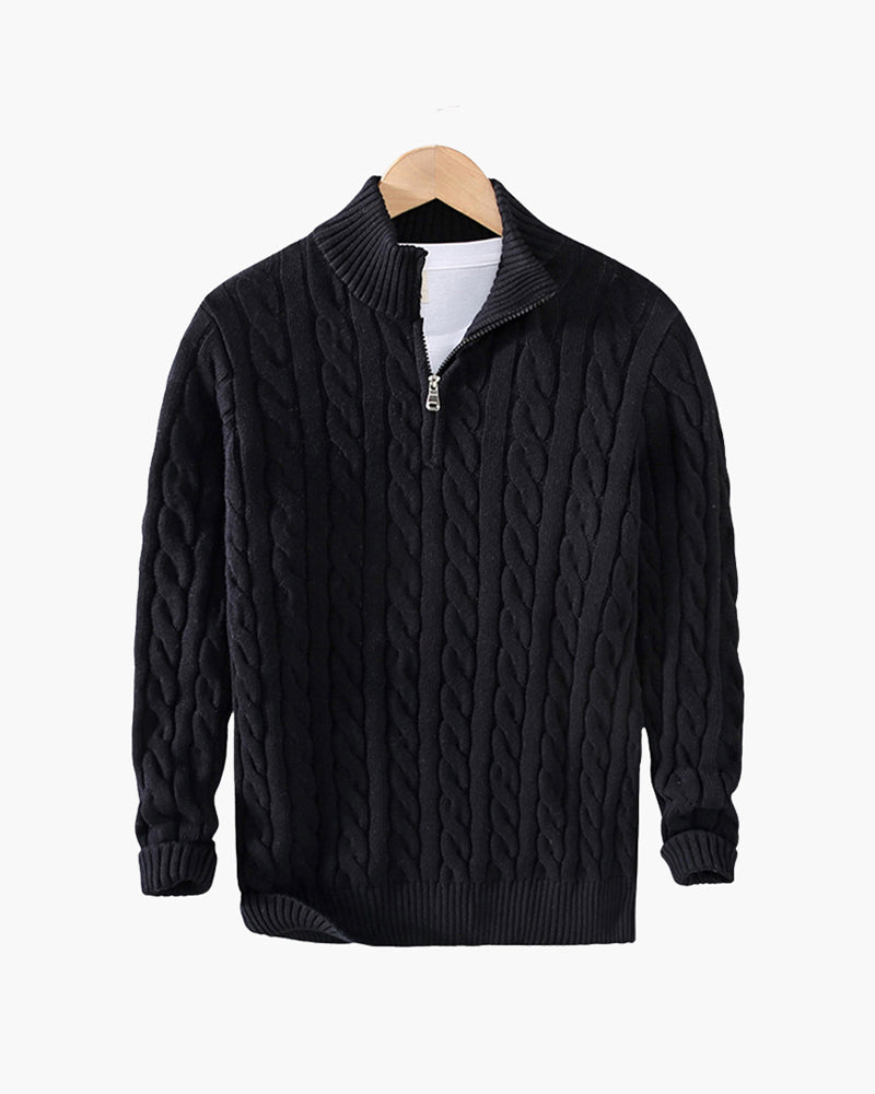 Francesco | Cable Knit Half-Zip Sweater