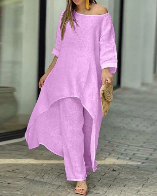 Maeve | Linen High-Low Tunic Co-ord Set