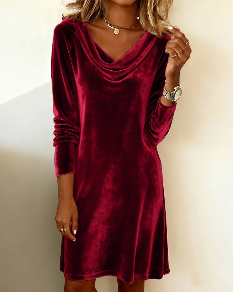 Velvet Midi Cocktail Dress For Women