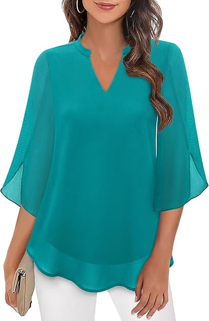 Hazel | Chiffon Petal Sleeve Tunic Blouse