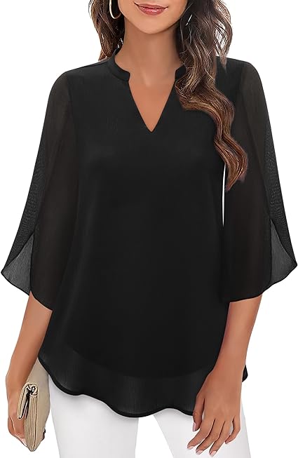 Hazel | Chiffon Petal Sleeve Tunic Blouse