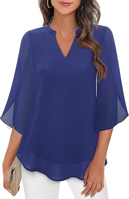 Hazel | Chiffon Petal Sleeve Tunic Blouse