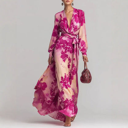 Aurora | Floral Chiffon Maxi Dress Women