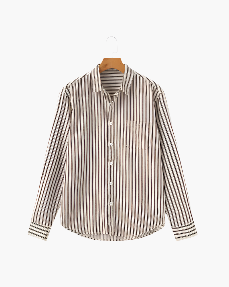 Gabriel Fontaine | Men's Striped Linen Casual Shirt