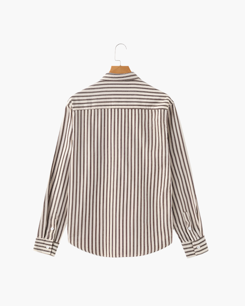 Gabriel Fontaine | Men's Striped Linen Casual Shirt