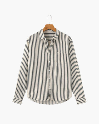 Gabriel Fontaine | Men's Striped Linen Casual Shirt