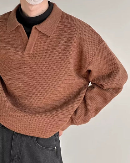 Dean | Men's Textured Knit Polo Sweater