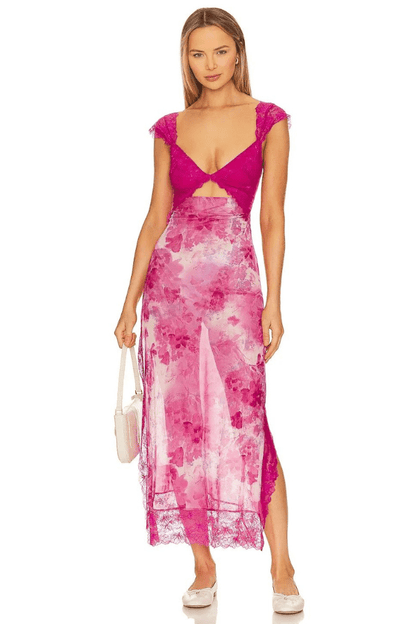 Paige | Floral Lace Overlay Sheath Dress