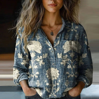 Lily | Printed Vintage Long Sleeve Top