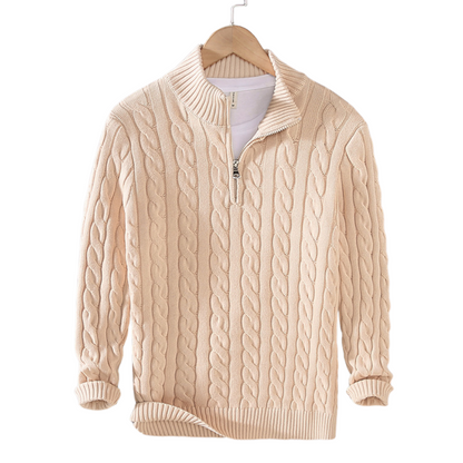 Henry | Men's Quarter Zip Cable Knit Sweater