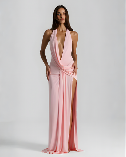 Mila | Halter Neck Backless Maxi Dress