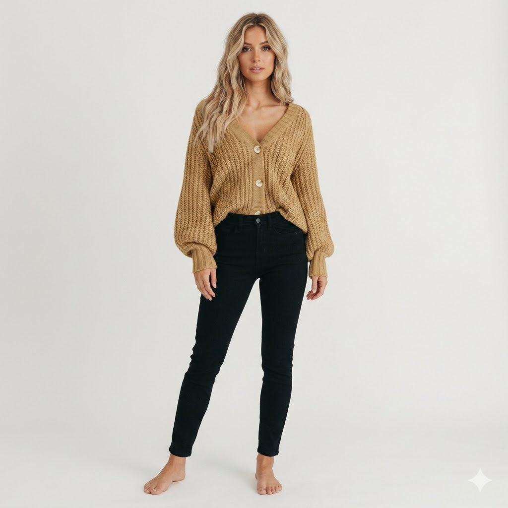 Elena | Chunky Knit Button Cardigan