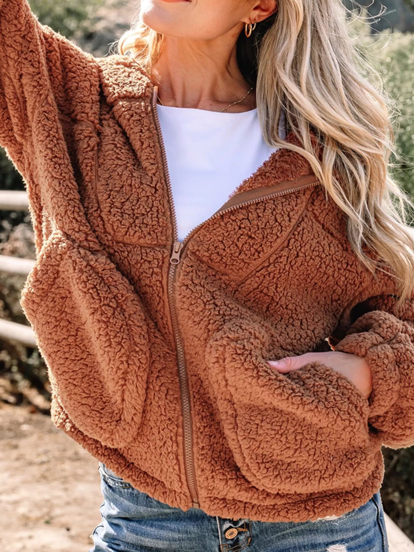 Marjorie | Women's Relaxed Fit Zip Up Teddy Jacket