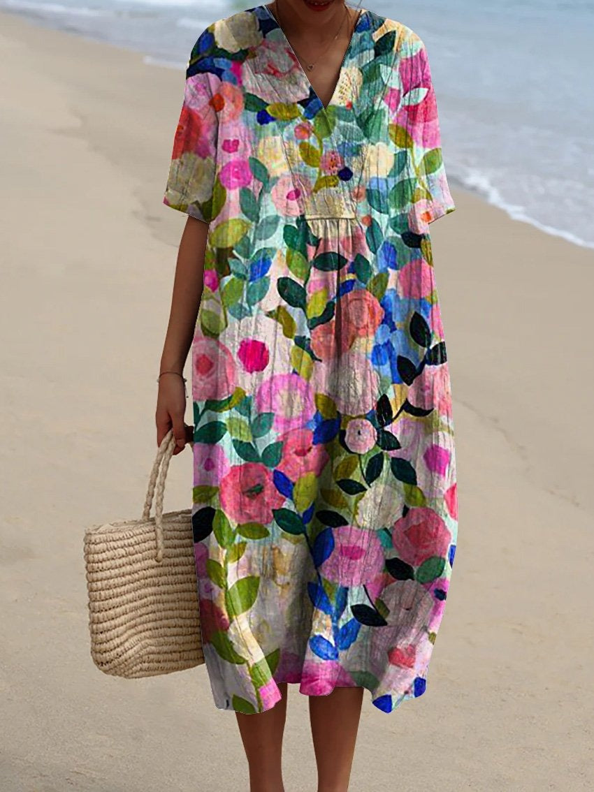 Floravia | Floral Flowy Lightweight Holiday Maxi Dress