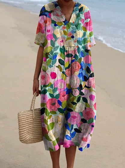 Floravia | Floral Flowy Lightweight Holiday Maxi Dress