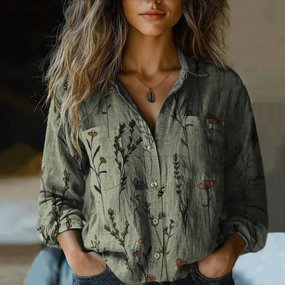 Lily | Printed Vintage Long Sleeve Top