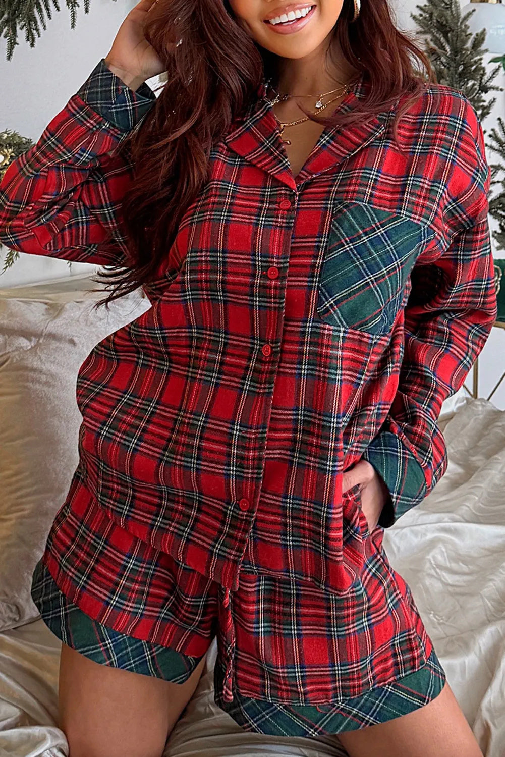 Pepper | Christmas Pyjamas Checked Shirt Matching Shorts